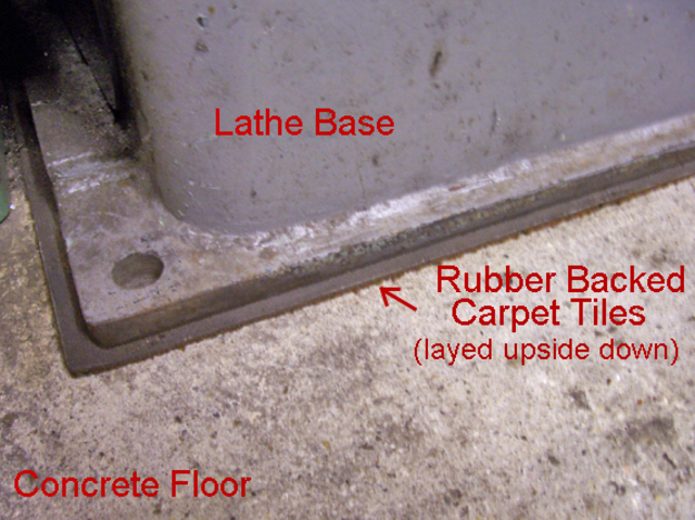 Carpet under lathe base